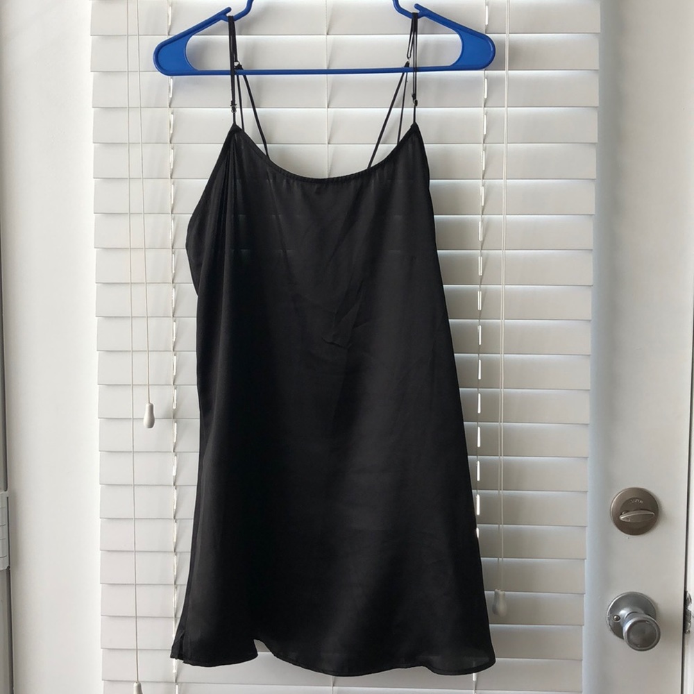 Black satin slip dress